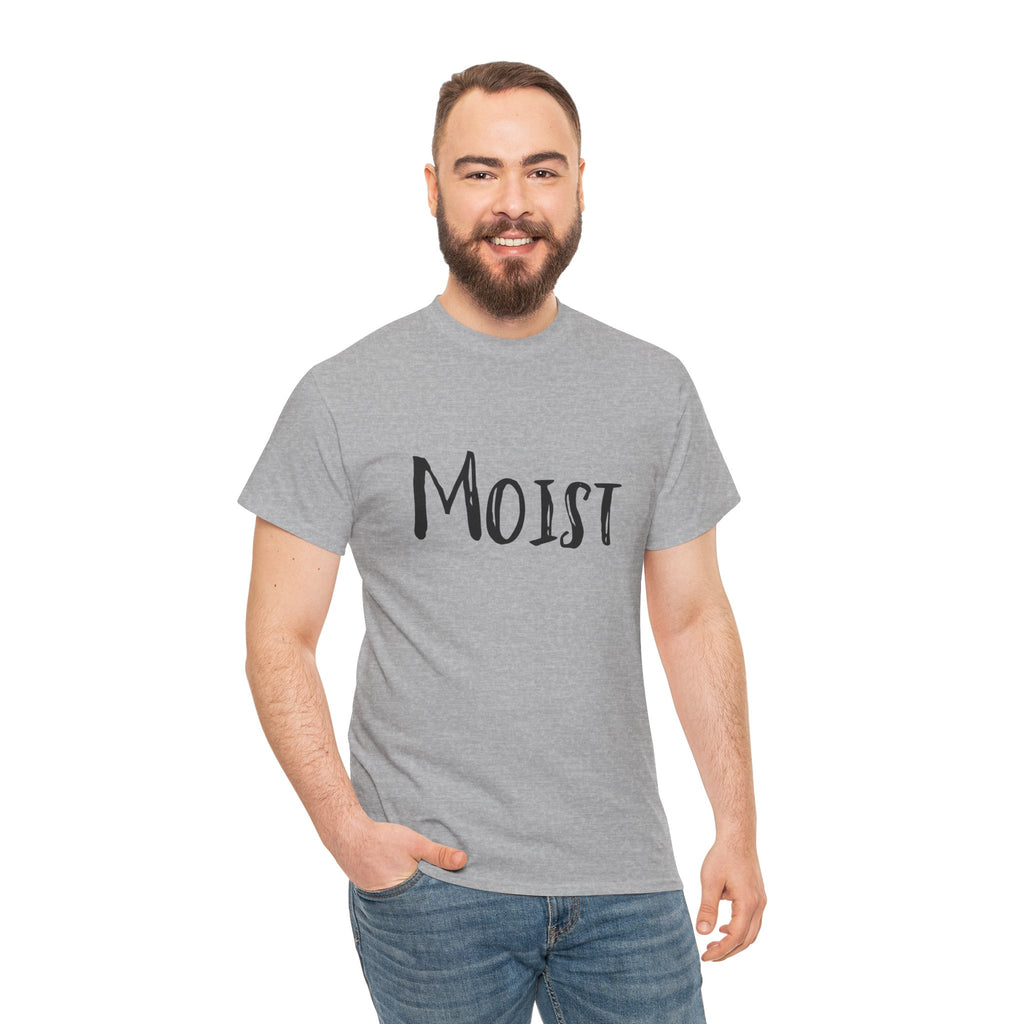 Moist Graphic Tee — Bold Retro Text Shirt