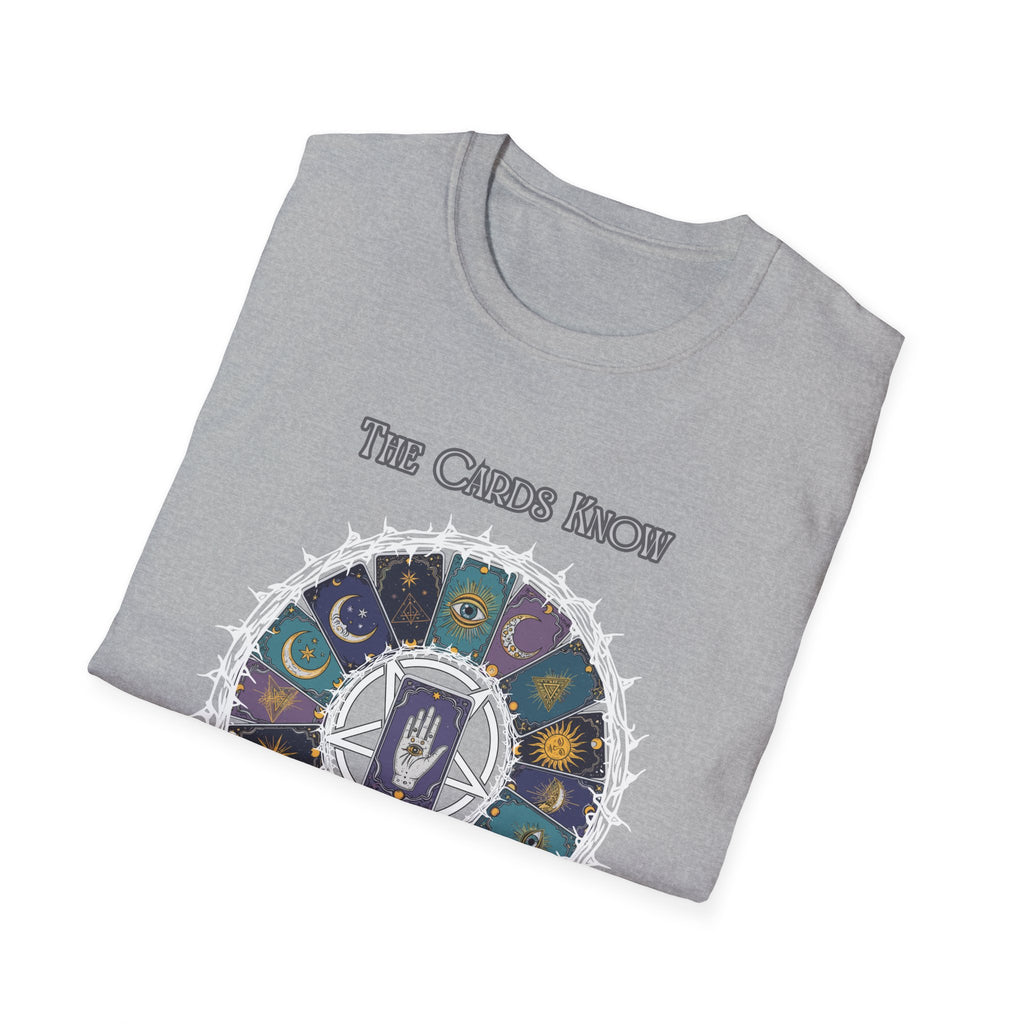 Tarot T-Shirt — "The Cards Know" Mystic Tarot Deck Circle Tee