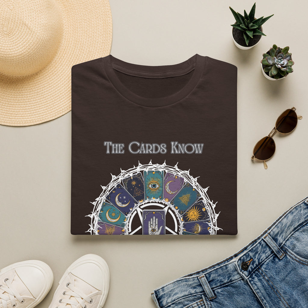 Tarot T-Shirt — "The Cards Know" Mystic Tarot Deck Circle Tee