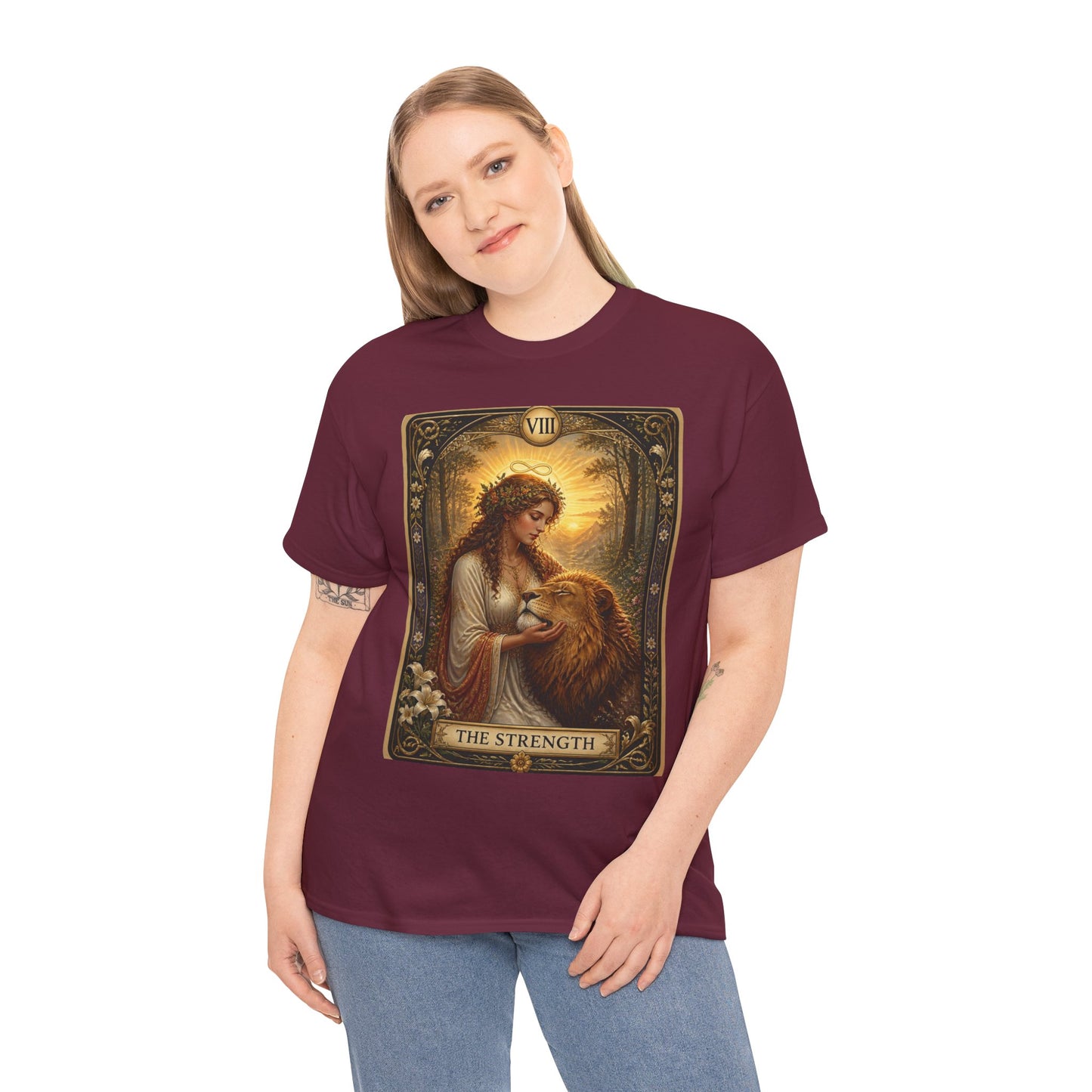 Tarot 'The Strength' T-Shirt — Mystical Lion Woman Card Tee