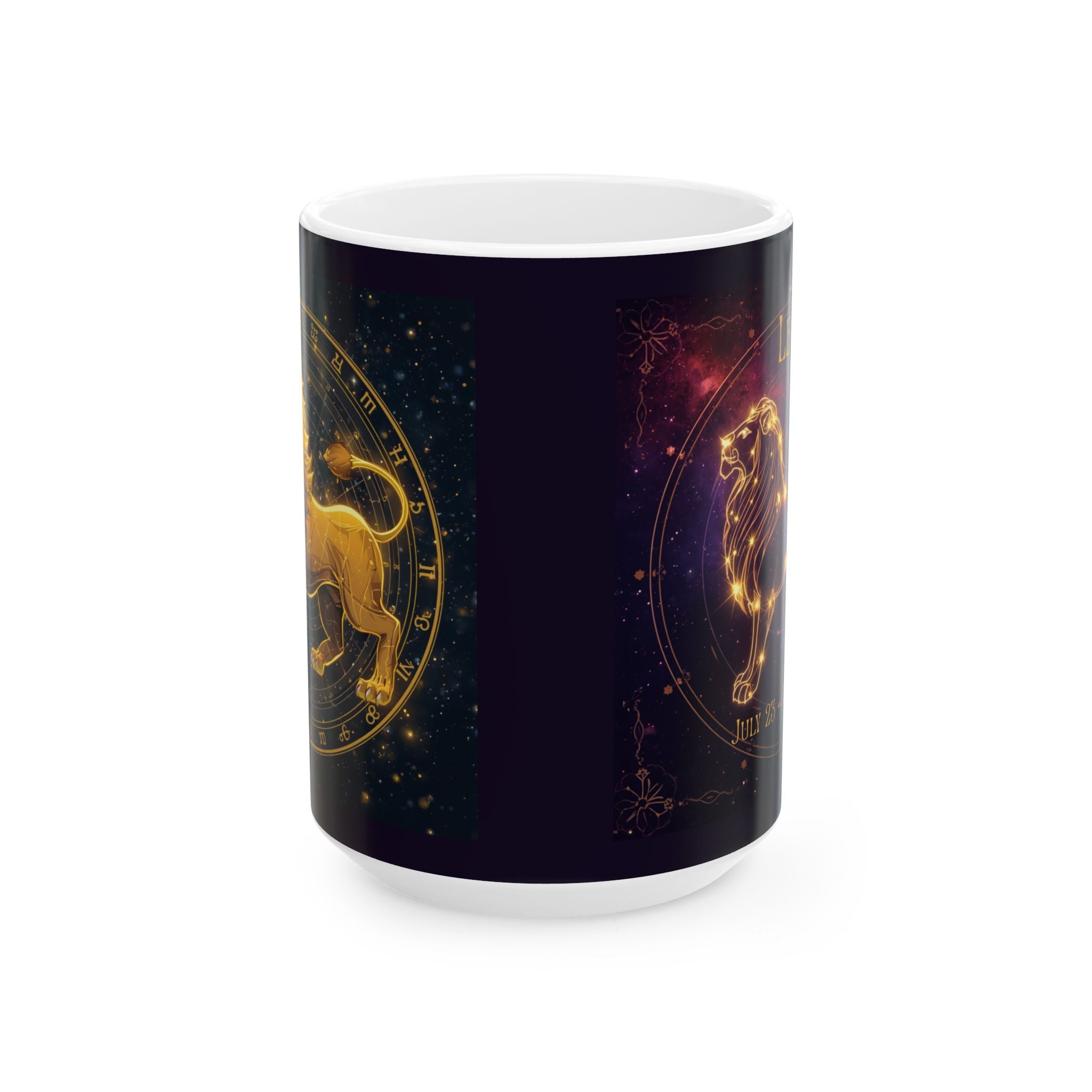 Leo Zodiac Ceramic Mug — Gold Constellation Astrology Coffee Cup (11oz & 15oz)