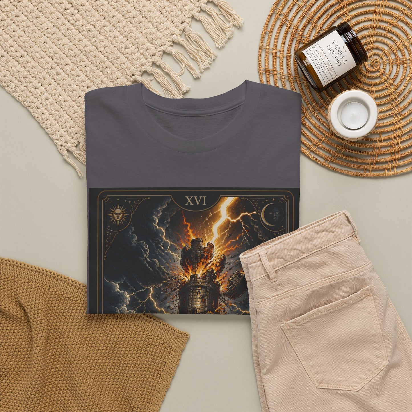 Tarot The Tower T-Shirt — Gothic Lightning Tarot Card Tee