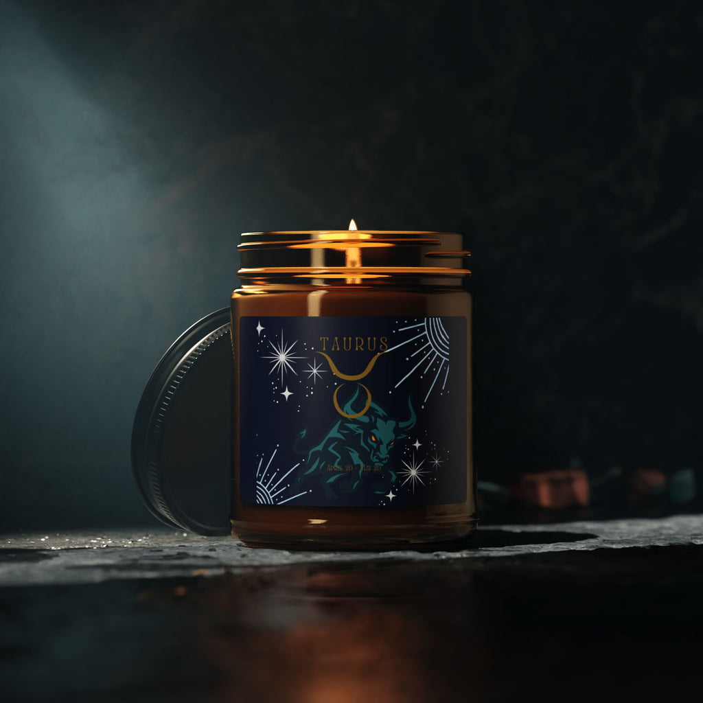 Taurus Scented Soy Candle — Amber Jar Zodiac Candle