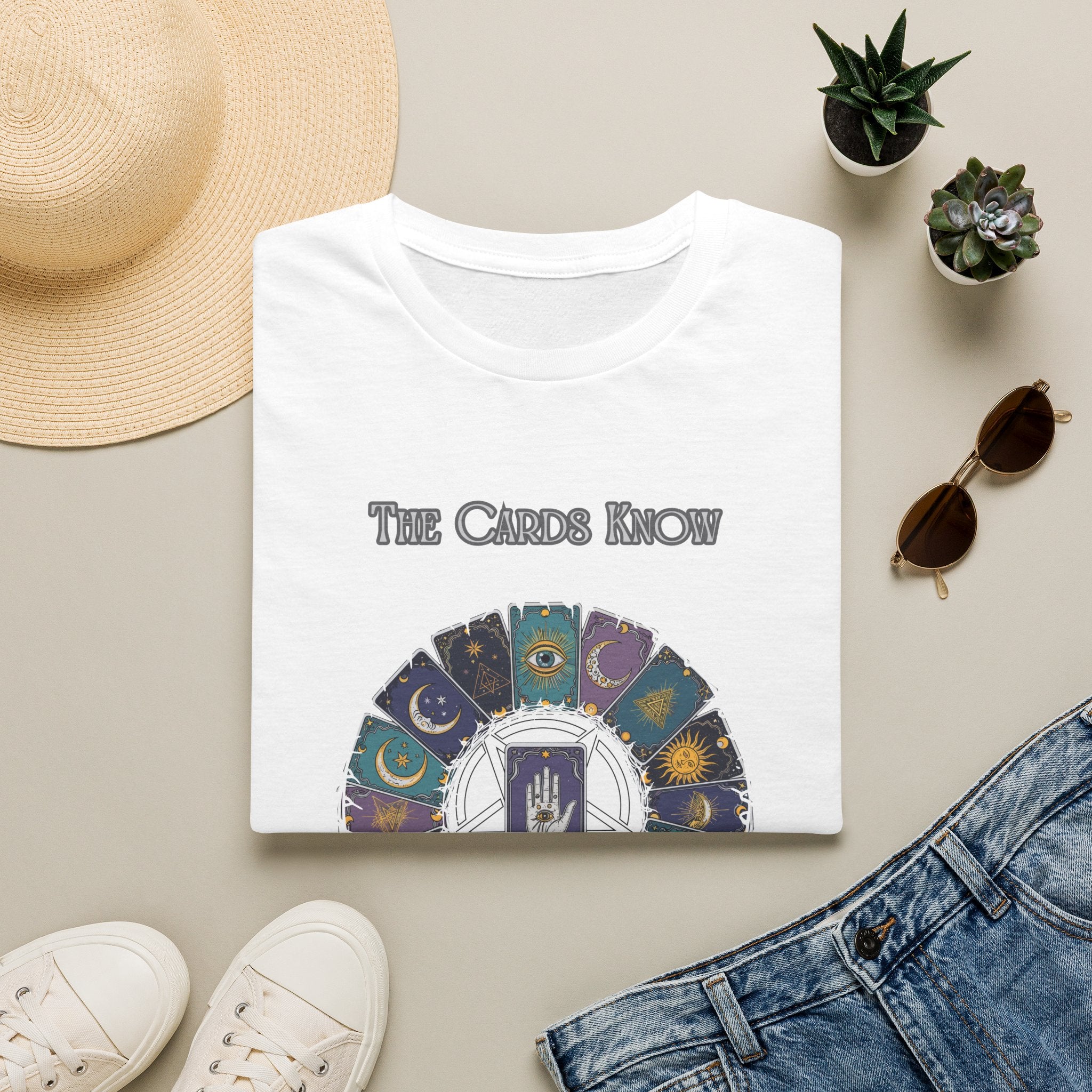 Tarot T-Shirt — "The Cards Know" Mystic Tarot Deck Circle Tee