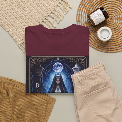 The High Priestess Tarot T-Shirt — Mystical Moon Spiritual Tee