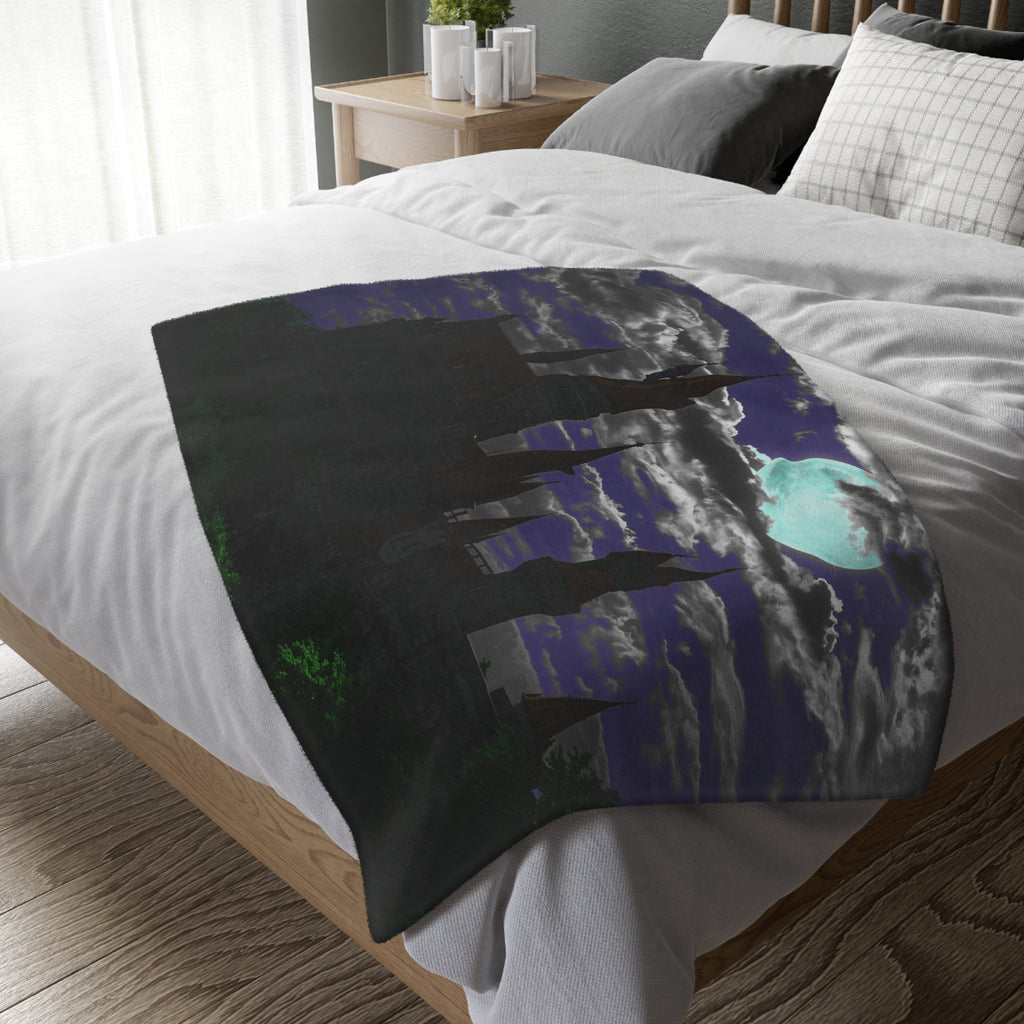 Haunted Castle Moonlight Blanket | Velveteen Microfiber Blanket