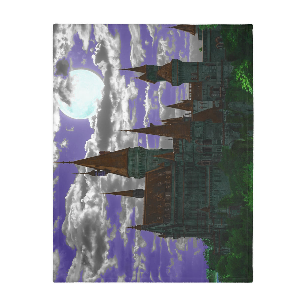 Moonlit Castle Velveteen Blanket — Gothic Fantasy Microfiber Throw