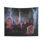Graveyard Neon Wall Tapestry — Spooky Cemetery Art for Halloween Decor