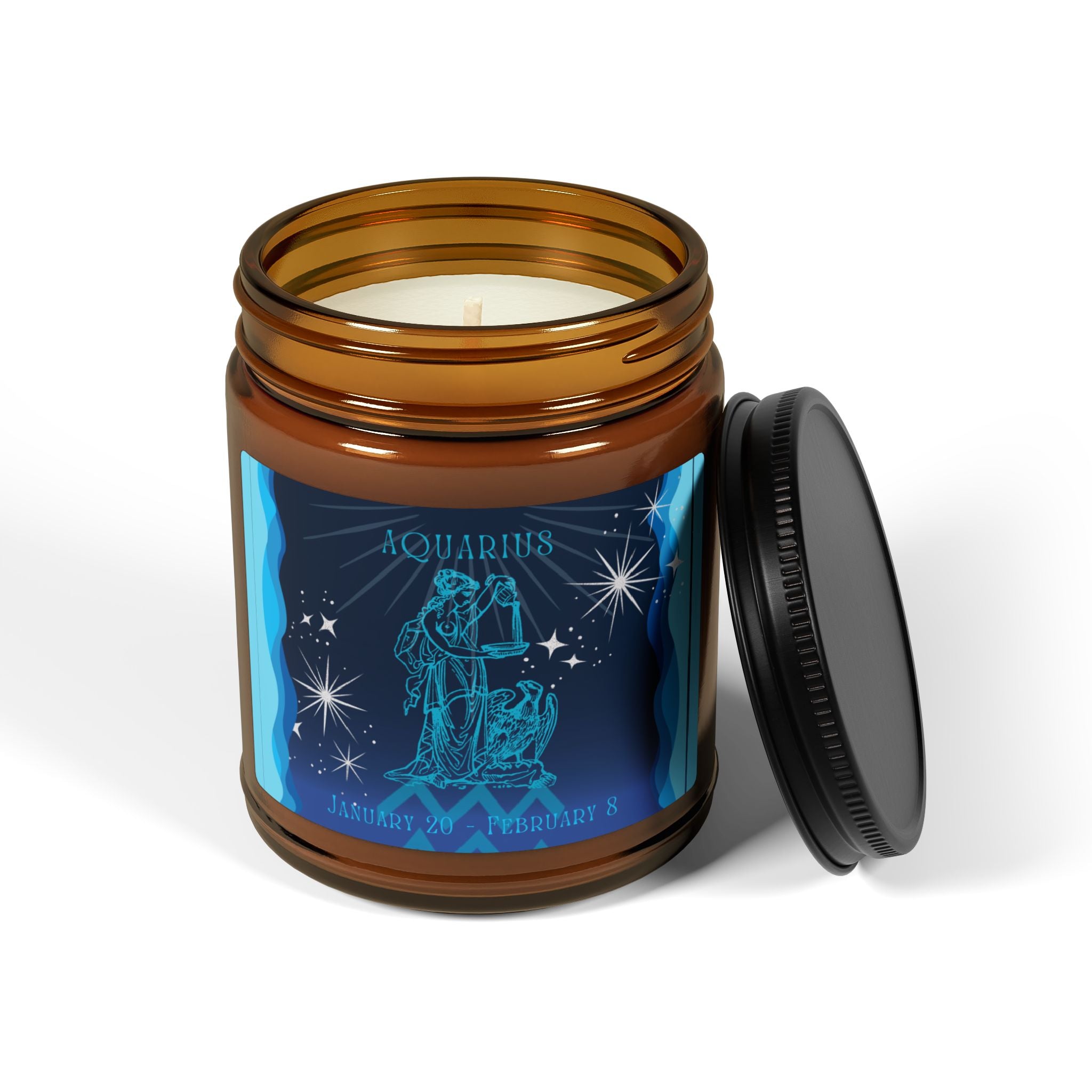 Aquarius Soy Candle — Amber Jar Zodiac Scented Candle