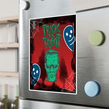 Halloween Trick or Treat Vinyl Decal – Frankenstein & Ghosts Kiss-Cut Sticker