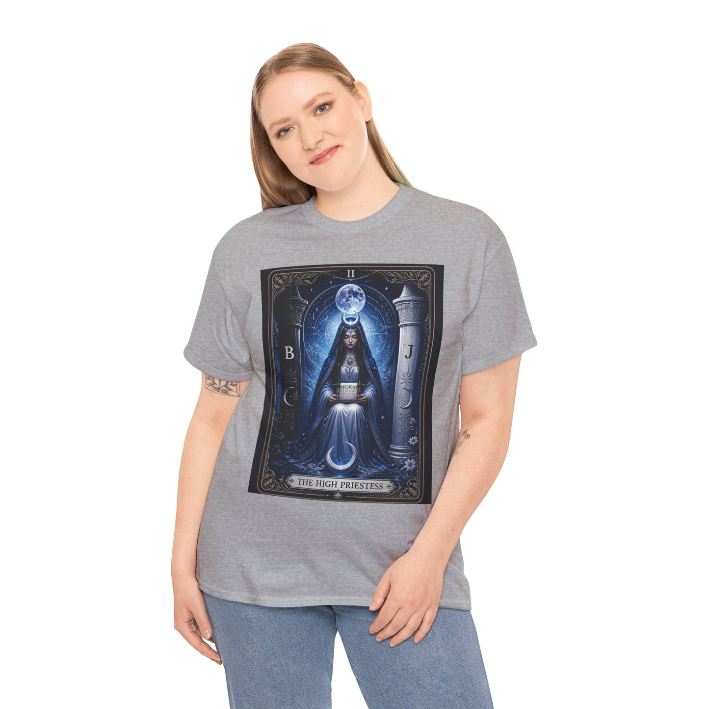 The High Priestess Tarot T-Shirt — Mystical Moon Spiritual Tee