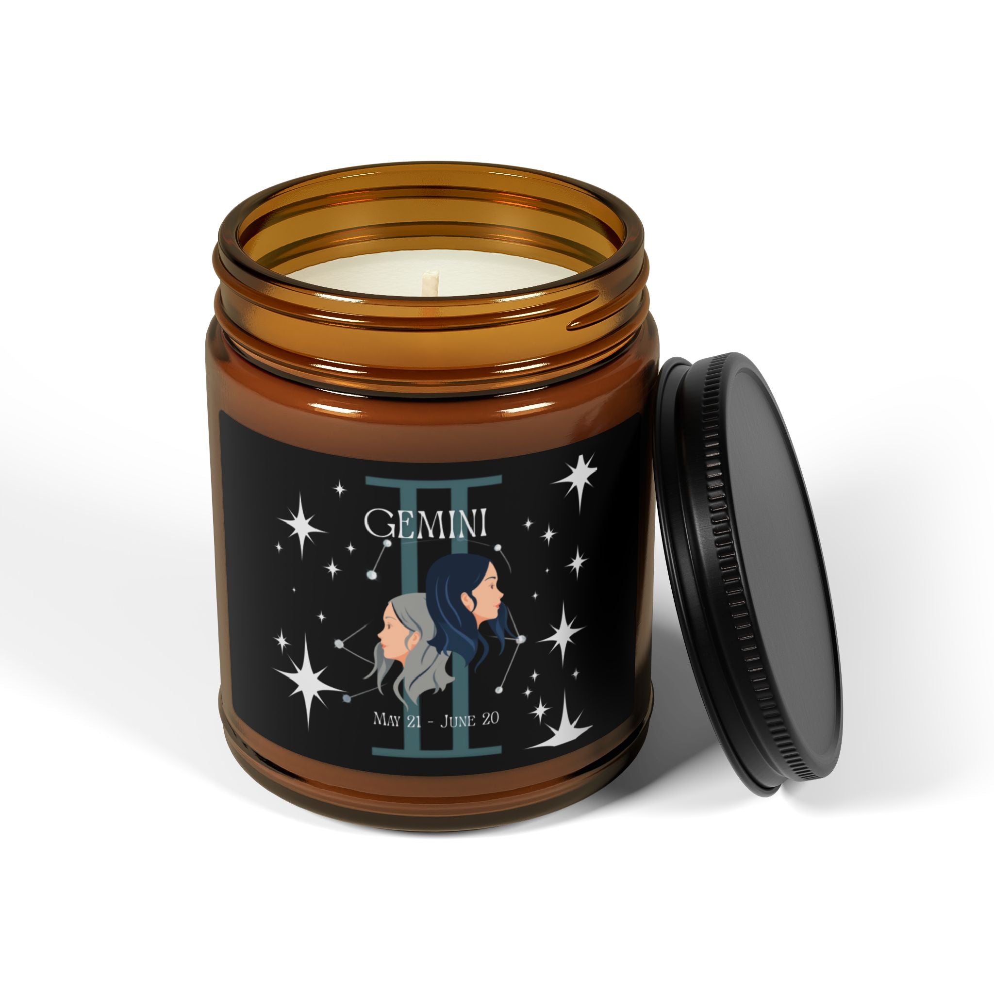 Gemini Zodiac Soy Candle — Amber Jar Scented Candle (Multi-Size)
