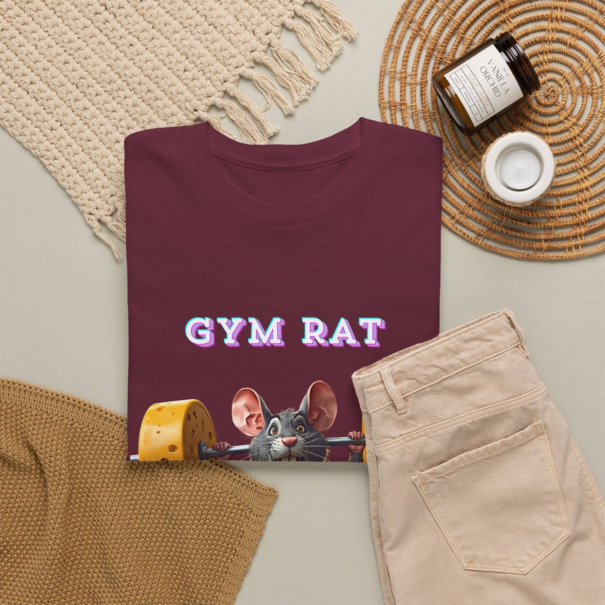 Gym Rat T-Shirt — Rat Weightlifting Tee for Fitness Fans