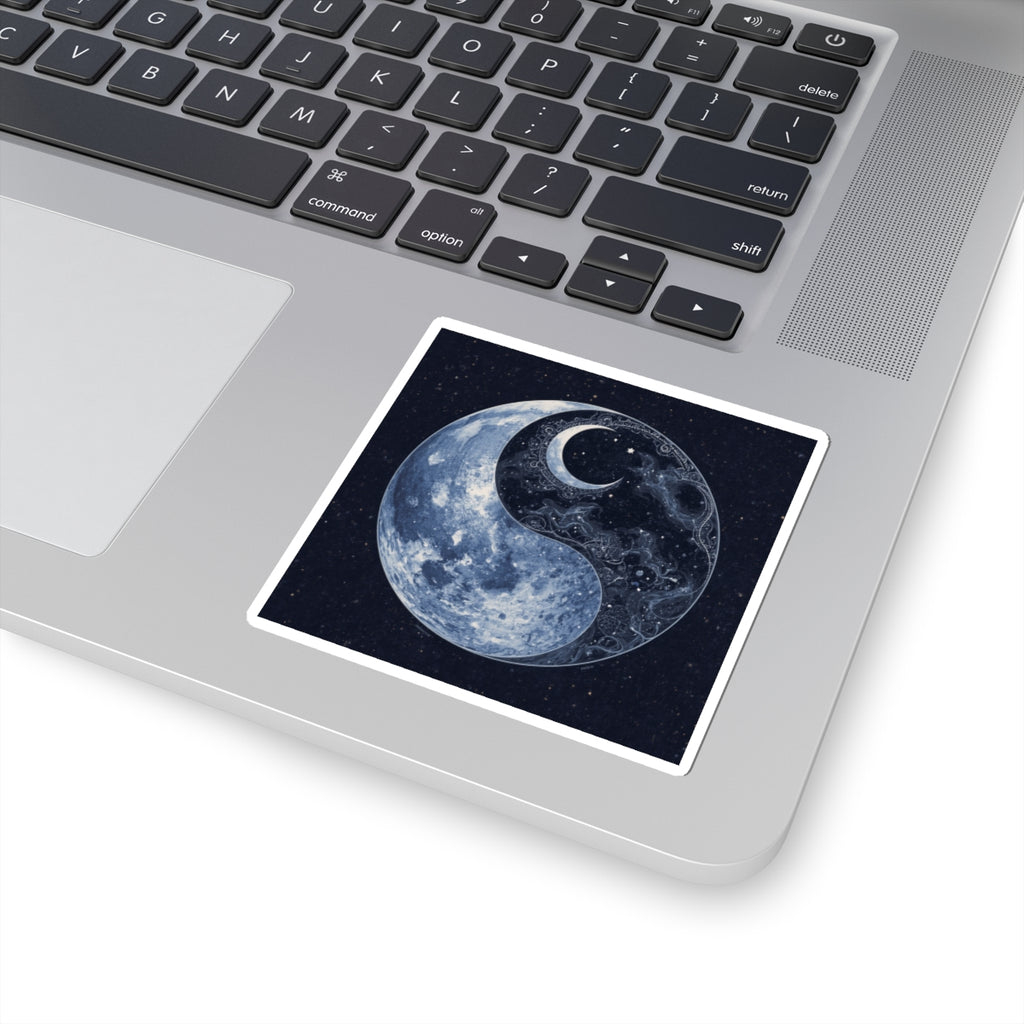 Moon Yin Yang Sticker — Celestial Lunar Art Kiss-Cut Decal