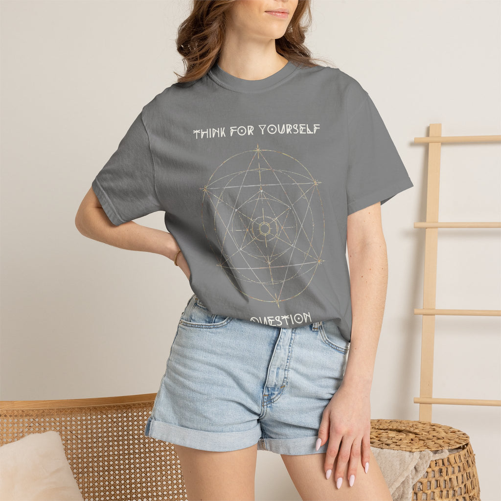 Think For Yourself geometric sacred geometry design T-Shirt | Question Authority
