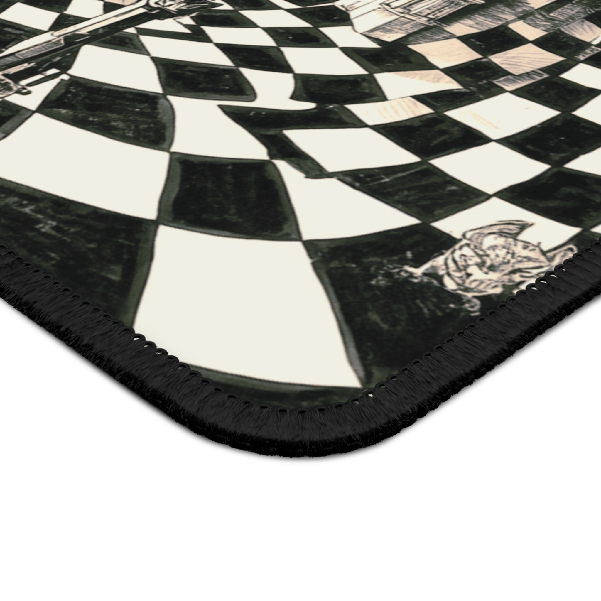Surreal Checkerboard Corridor Gaming Mouse Pad | Optical Illusion Art