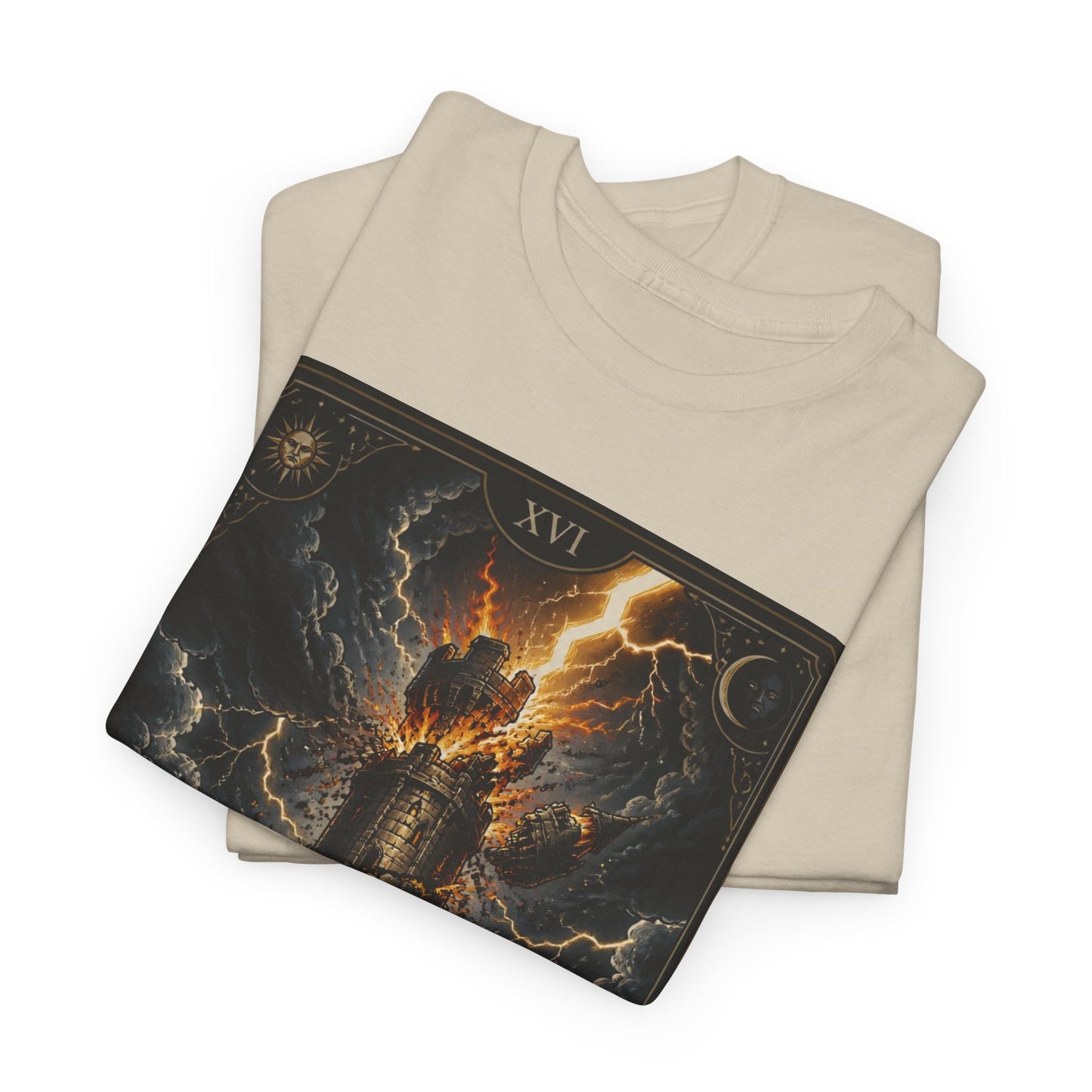 Tarot The Tower T-Shirt — Gothic Lightning Tarot Card Tee