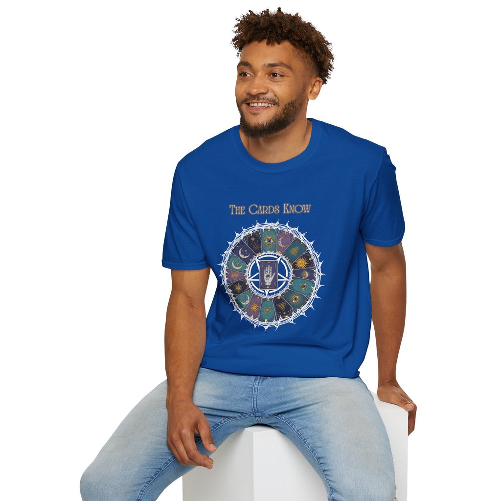 Tarot T-Shirt — "The Cards Know" Mystic Tarot Deck Circle Tee