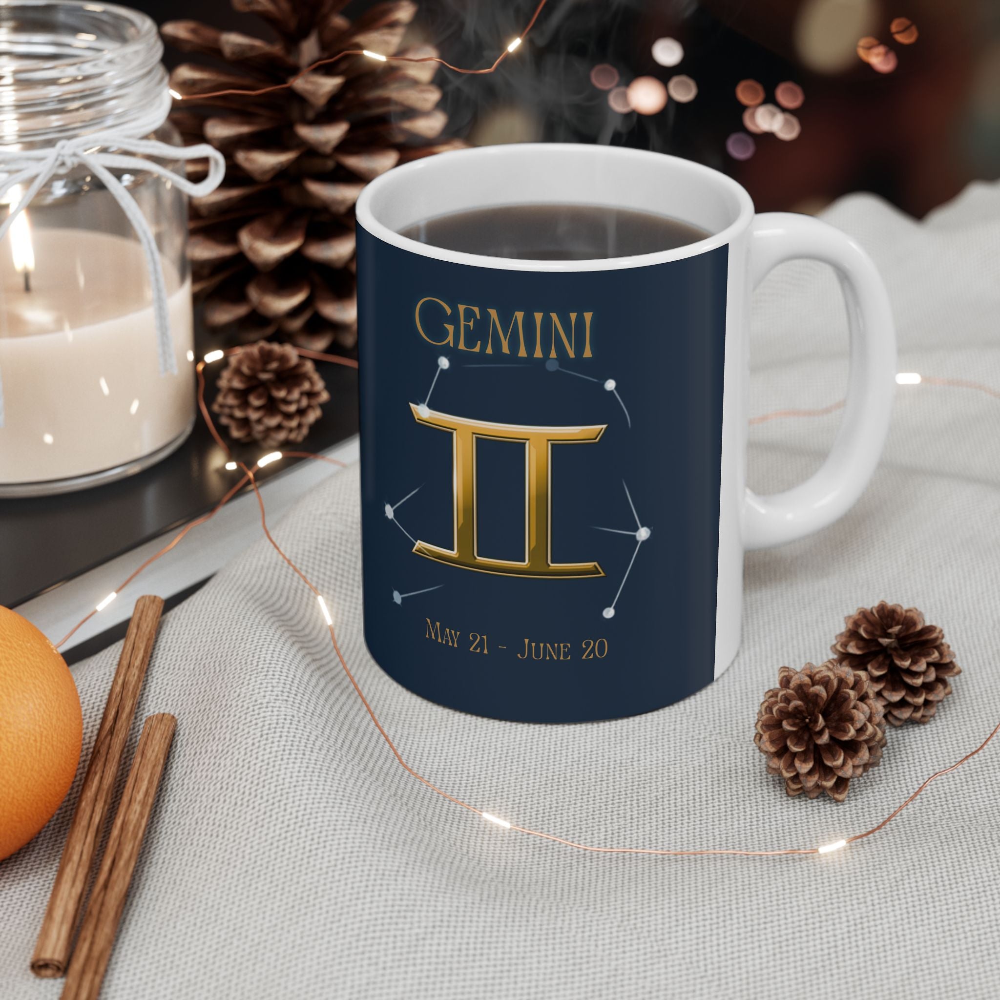 Gemini Constellation Ceramic Mug — Zodiac Astrology Coffee Cup (11oz/15oz)