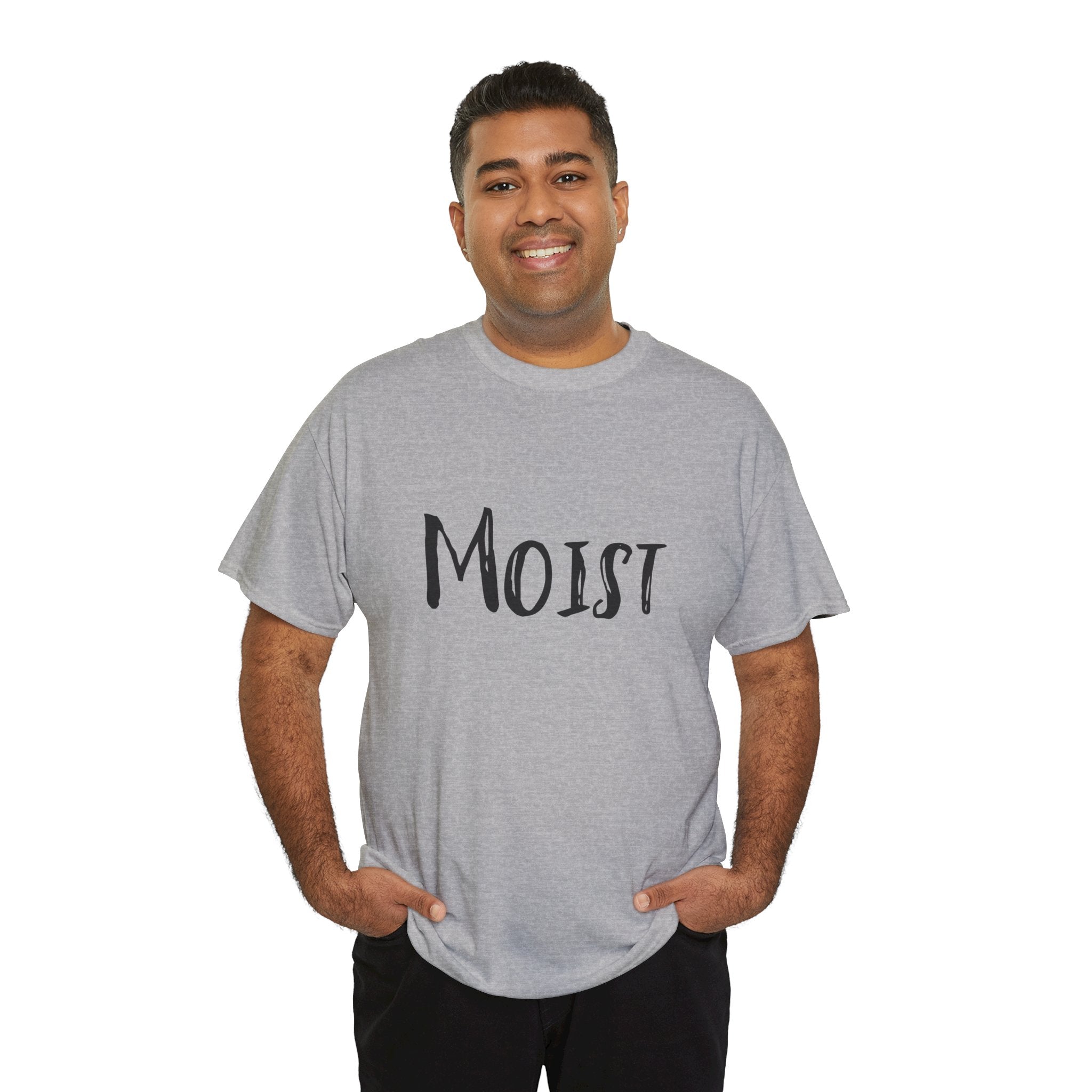 Moist Graphic Tee — Bold Retro Text Shirt