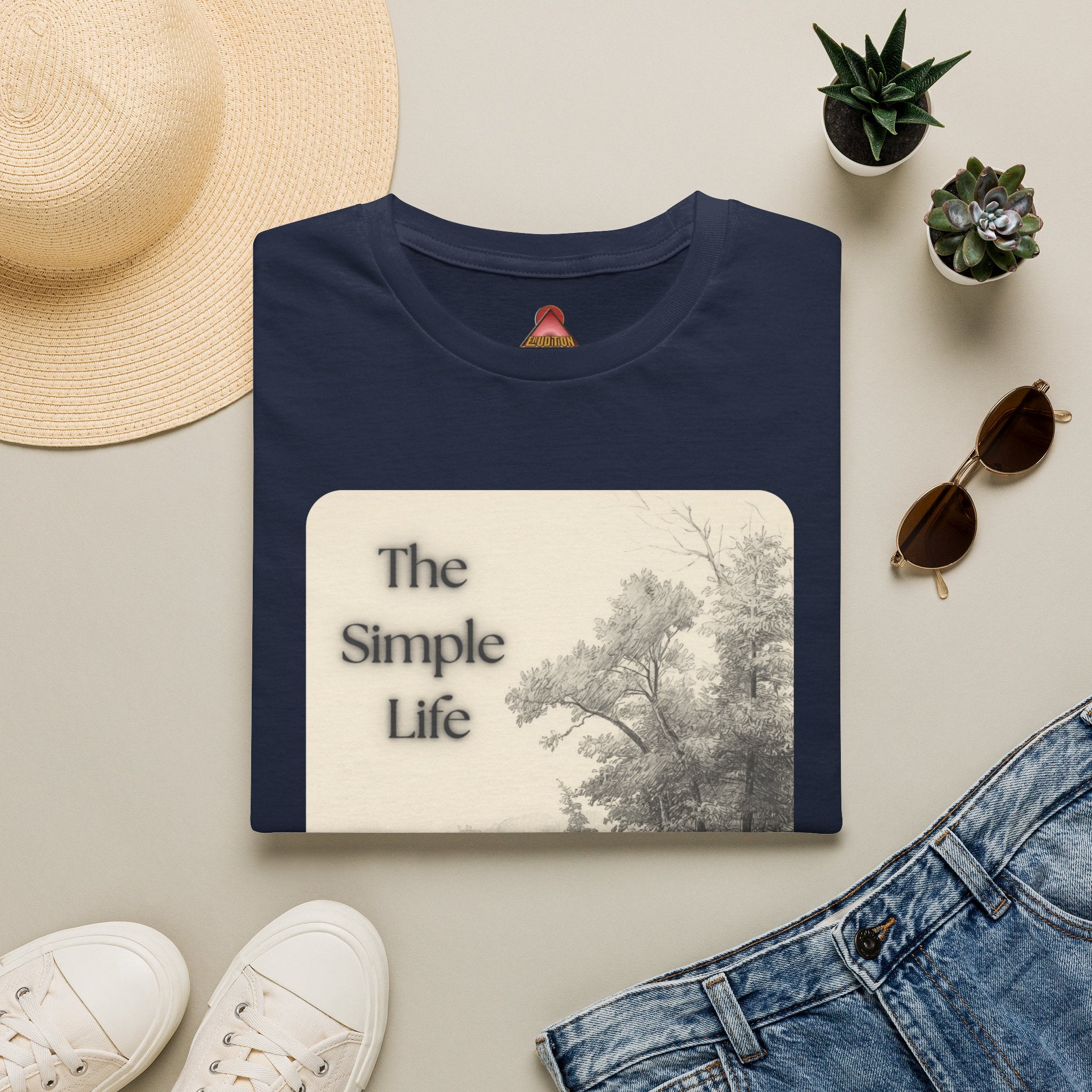 The Simple Life T-Shirt | Vintage Lake Fishing Scene, Retro Nature Illustration