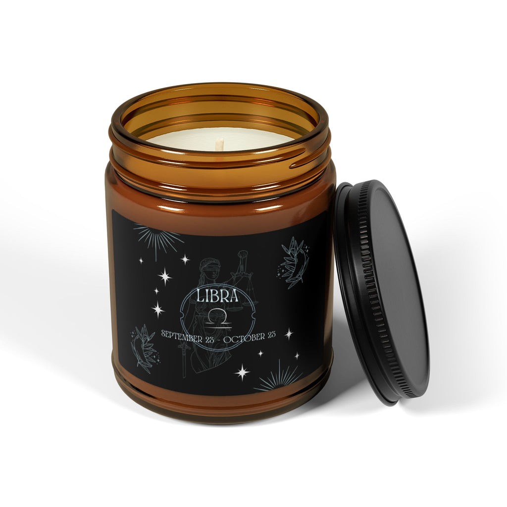 Libra Zodiac Soy Candle — Amber Jar Aromatherapy Candle (Scented)