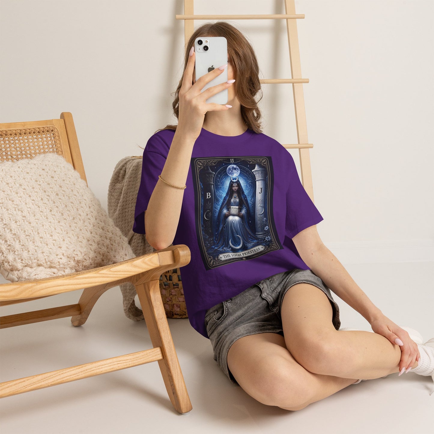 The High Priestess Tarot T-Shirt — Mystical Moon Spiritual Tee