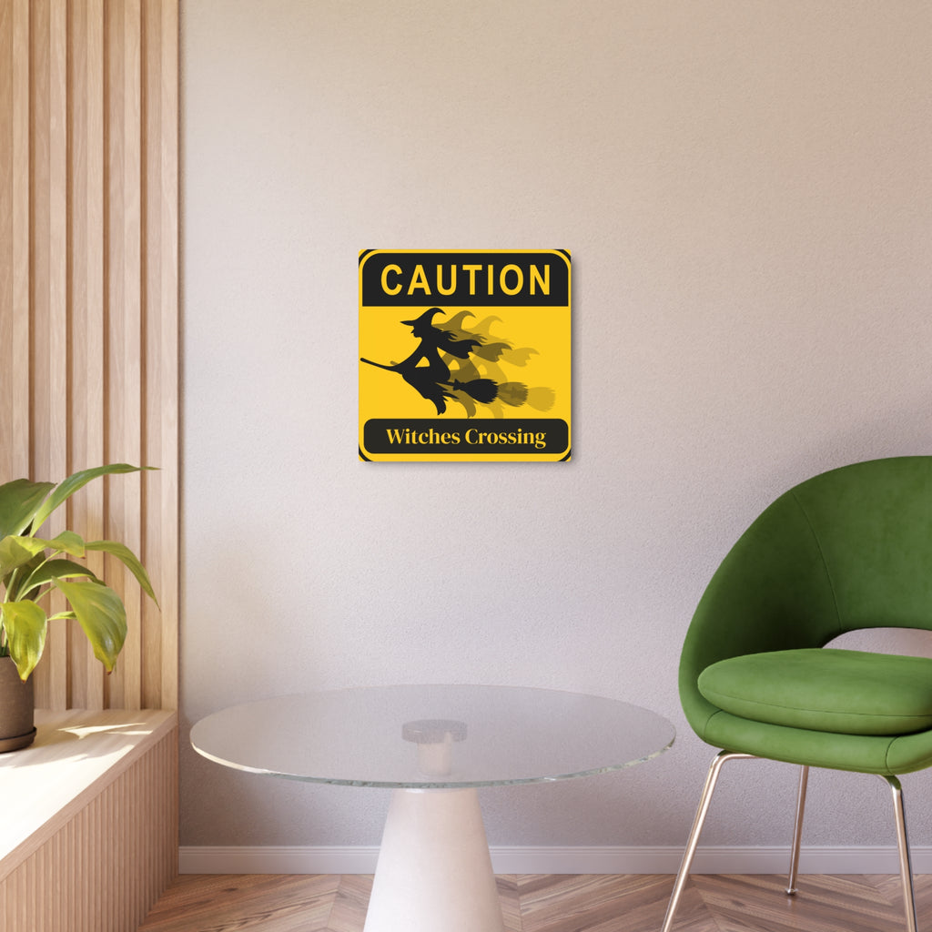 Metal Sign - Caution: Witches Crossing Halloween Decor