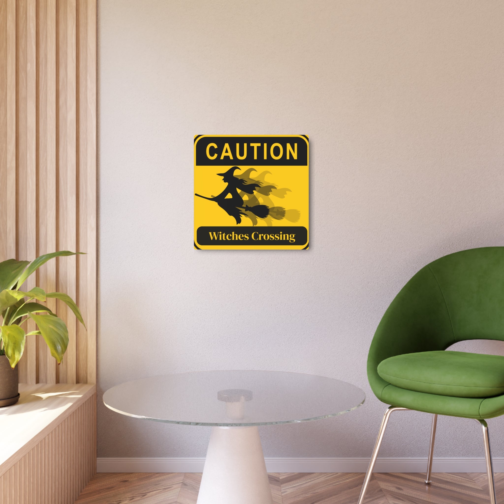 Metal Sign - Caution: Witches Crossing Halloween Decor