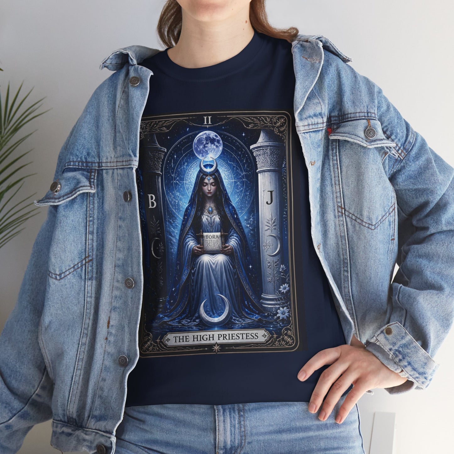 The High Priestess Tarot T-Shirt — Mystical Moon Spiritual Tee