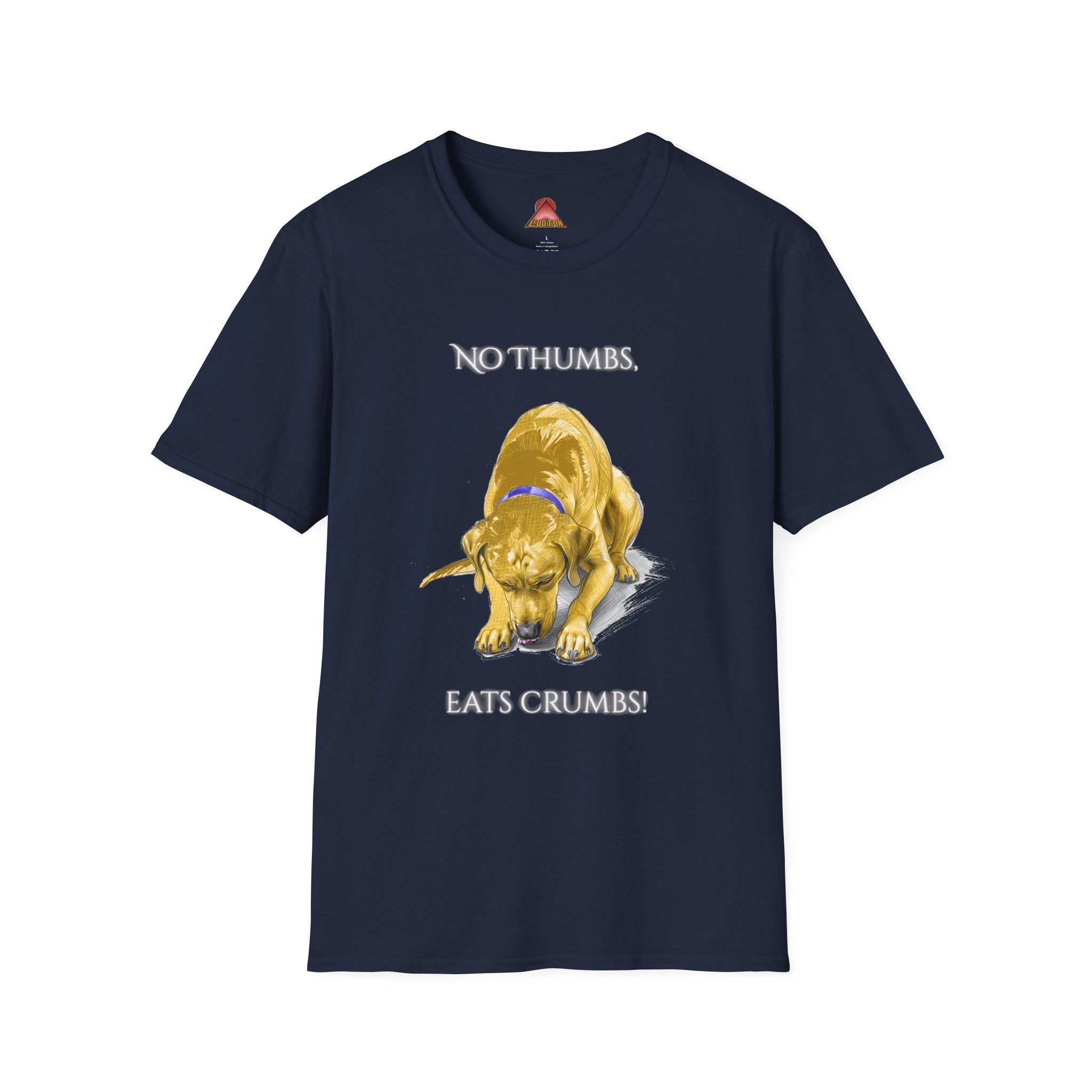 No Thumbs Eats Crumbs dog illustration T-Shirt | funny Labrador design