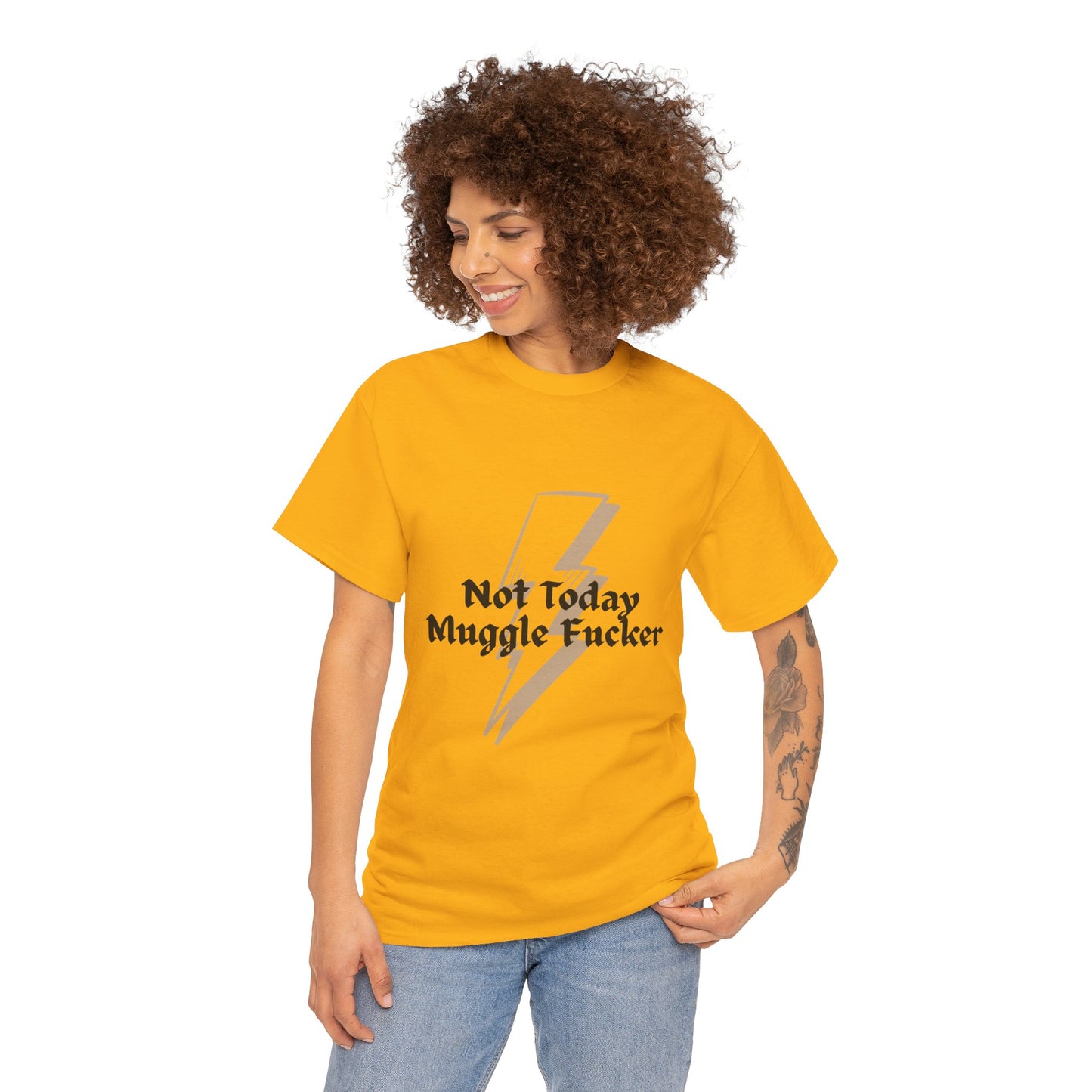 T-Shirt — "Not Today Muggle F***er" Lightning Bolt Graphic Tee