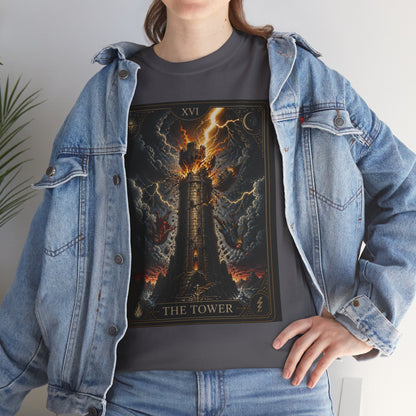 Tarot The Tower T-Shirt — Gothic Lightning Tarot Card Tee