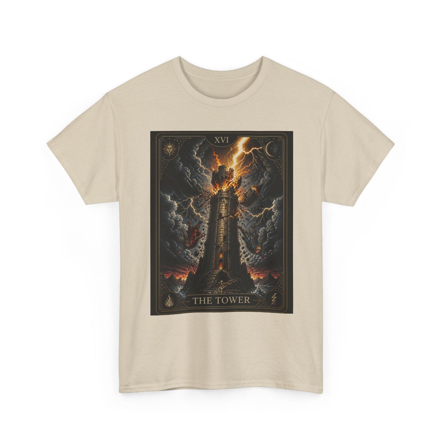Tarot The Tower T-Shirt — Gothic Lightning Tarot Card Tee