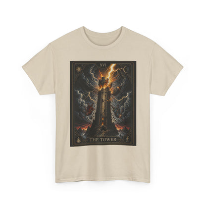 Tarot The Tower T-Shirt — Gothic Lightning Tarot Card Tee