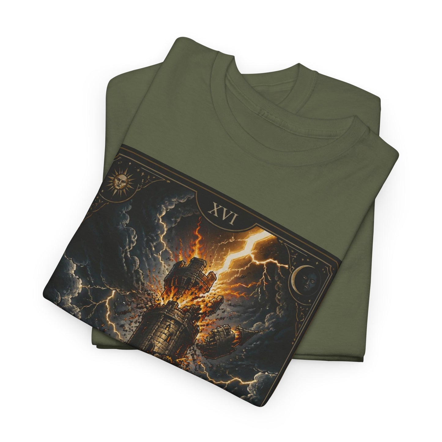 Tarot The Tower T-Shirt — Gothic Lightning Tarot Card Tee