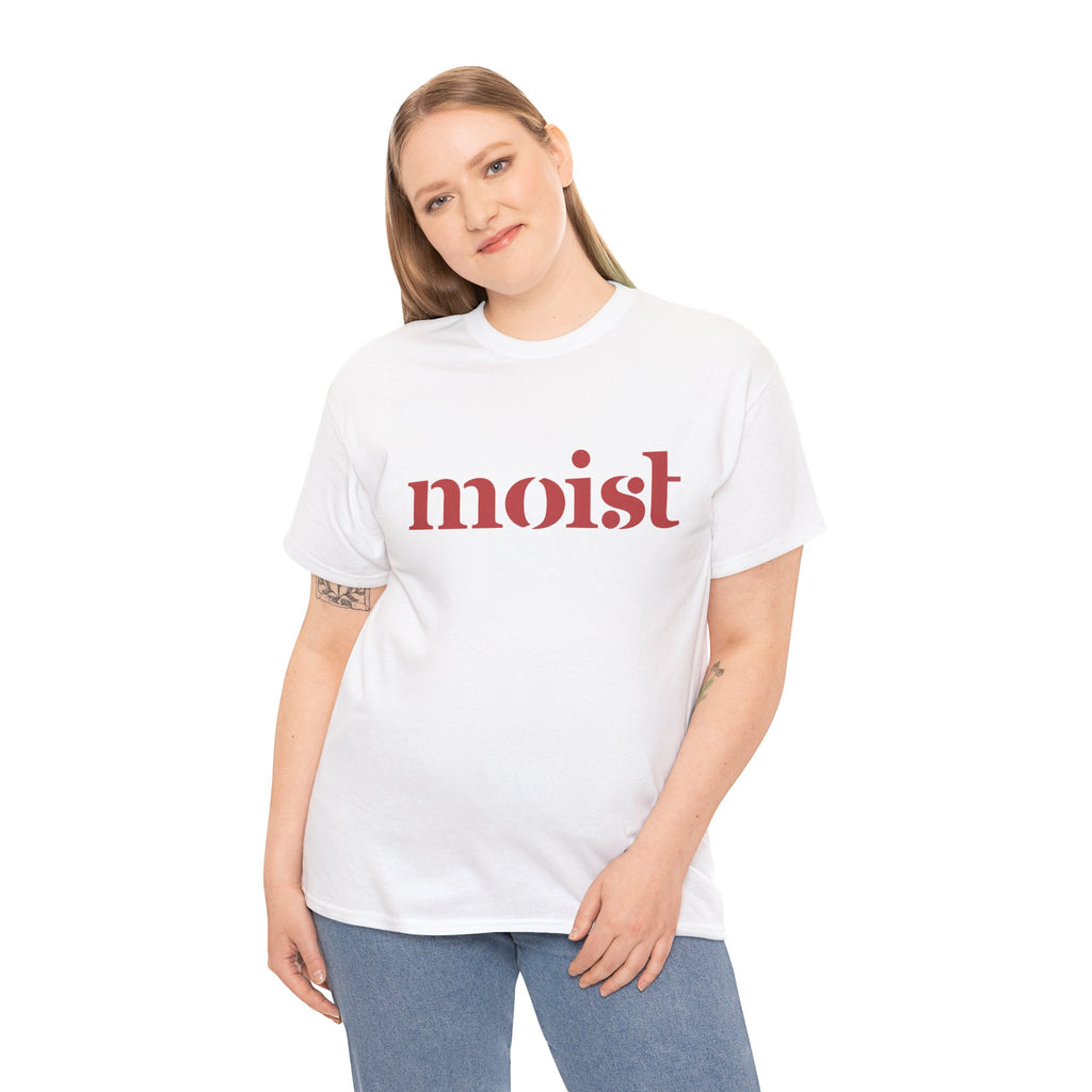Moist Graphic Tee — Bold Retro Text Shirt