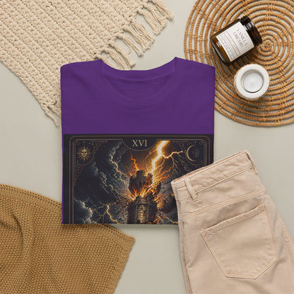 Tarot The Tower T-Shirt — Gothic Lightning Tarot Card Tee