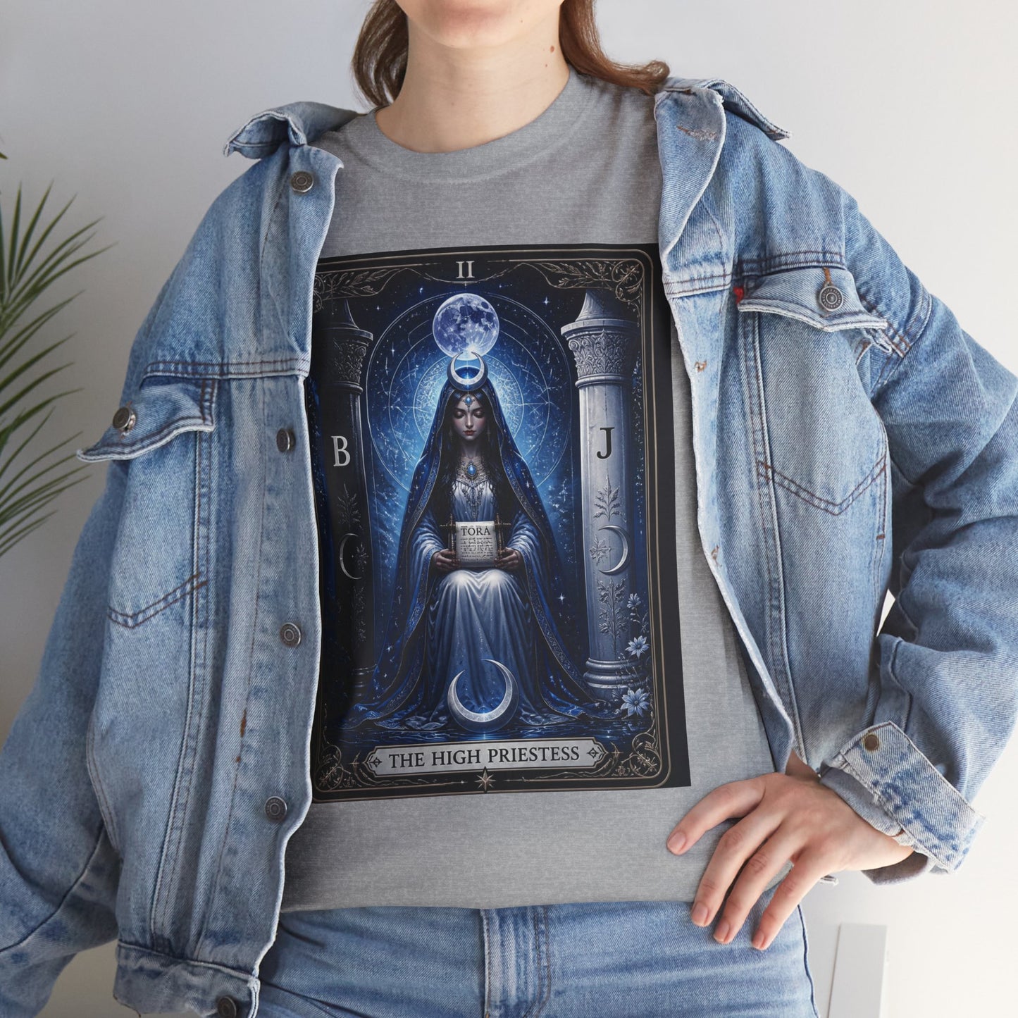The High Priestess Tarot T-Shirt — Mystical Moon Spiritual Tee