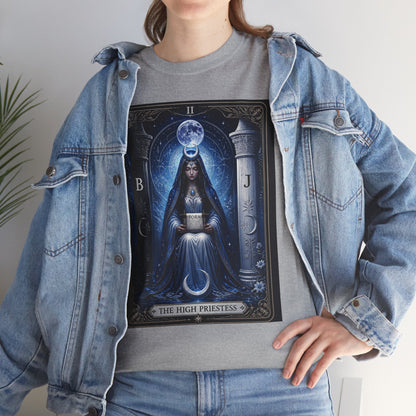 The High Priestess Tarot T-Shirt — Mystical Moon Spiritual Tee
