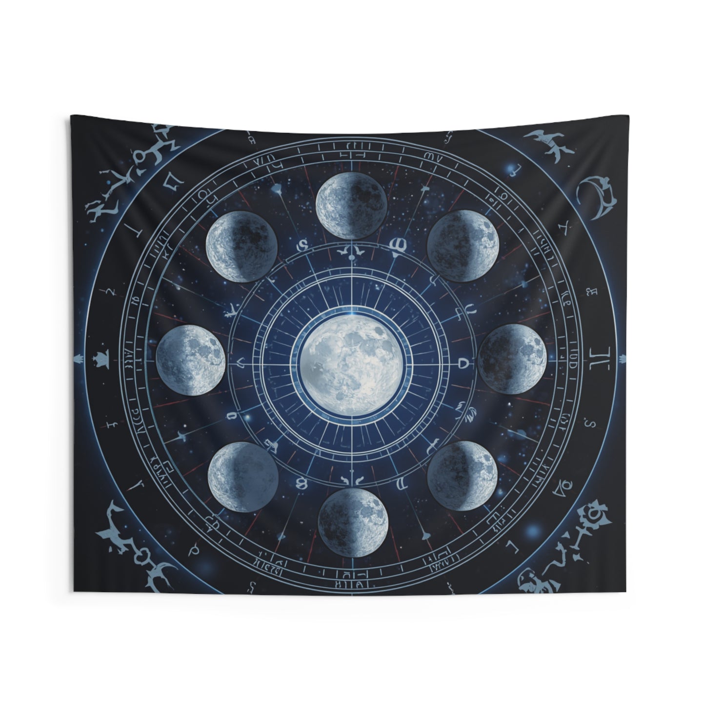 Moon Phase Tapestry — Celestial Zodiac Wall Hanging for Astrology & Meditation