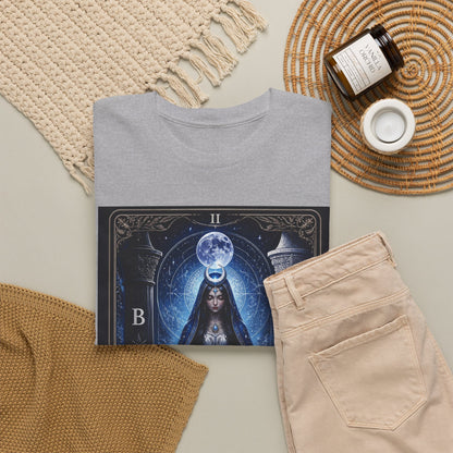 The High Priestess Tarot T-Shirt — Mystical Moon Spiritual Tee