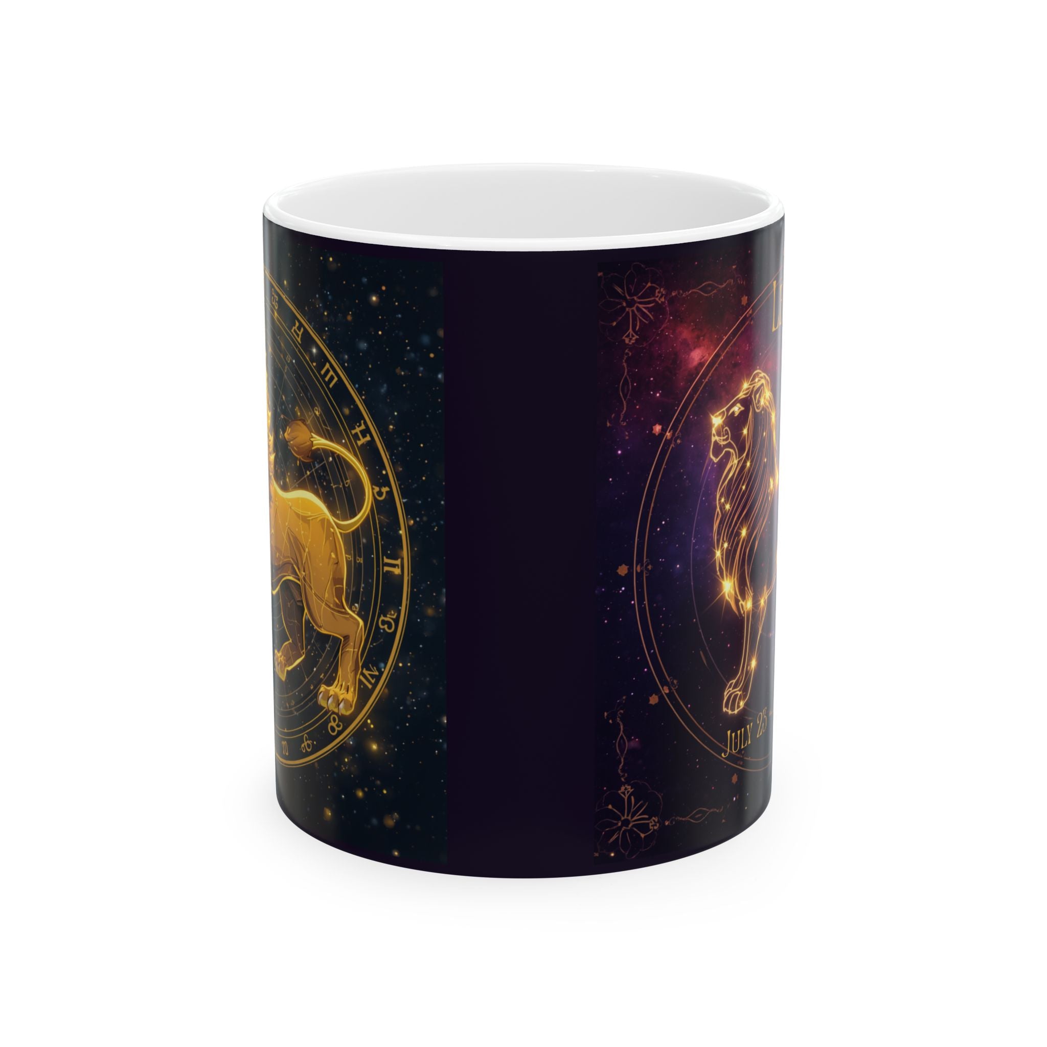Leo Zodiac Ceramic Mug — Gold Constellation Astrology Coffee Cup (11oz & 15oz)