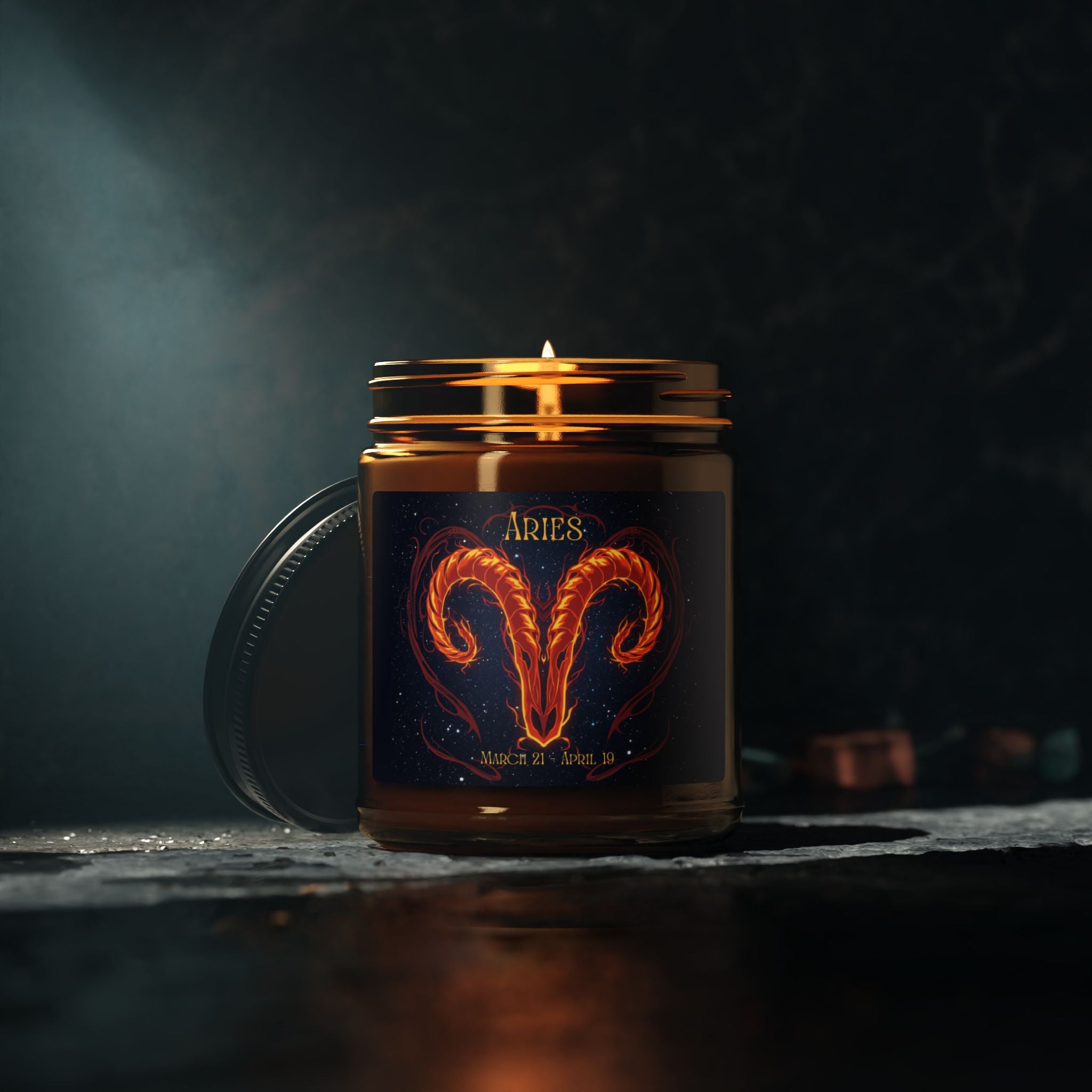 Aries Zodiac Soy Candle — Amber Jar Scented Candle (Multi-Size)