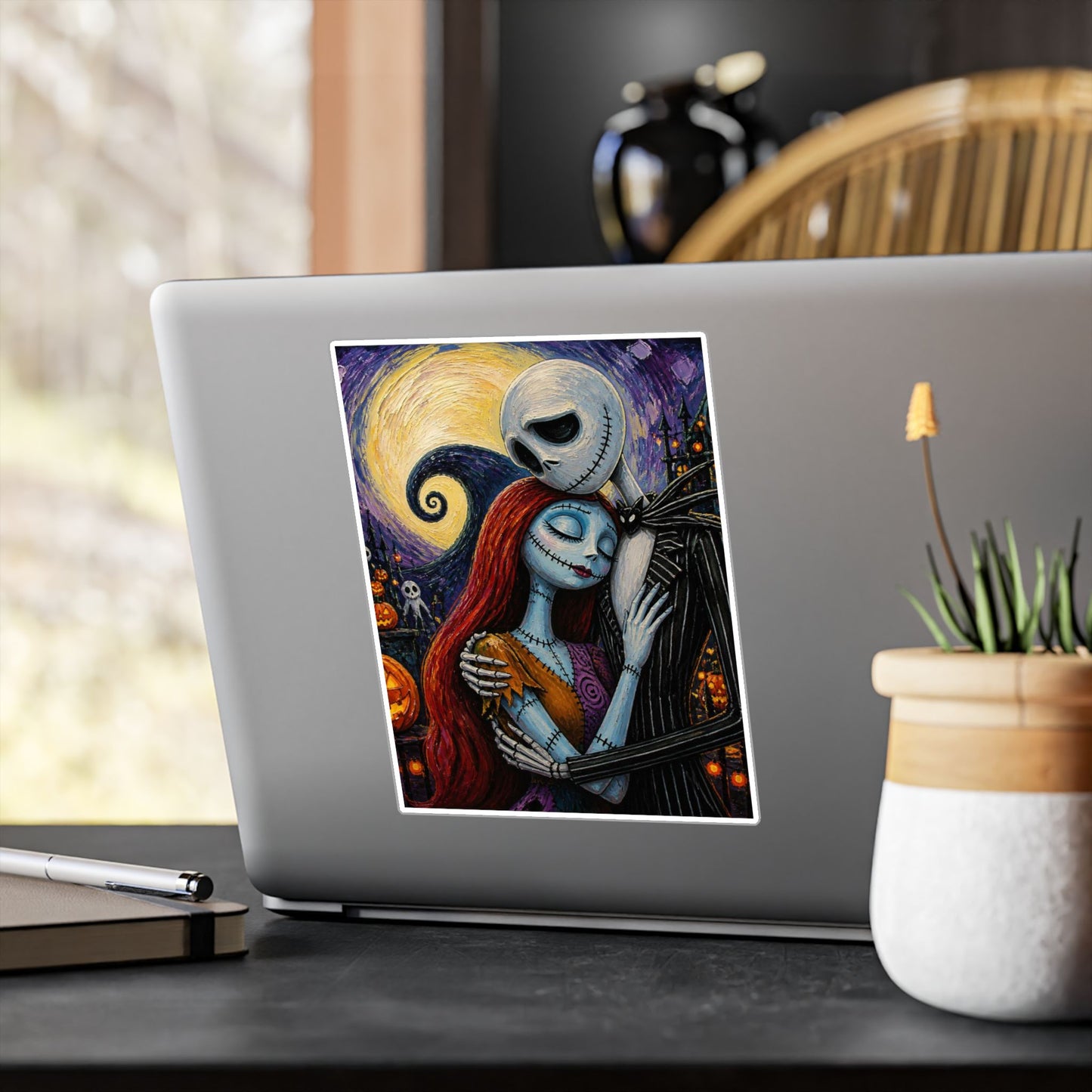 Kiss-Cut Vinyl Decal — Gothic Romantic Jack & Sally Nightmare Design