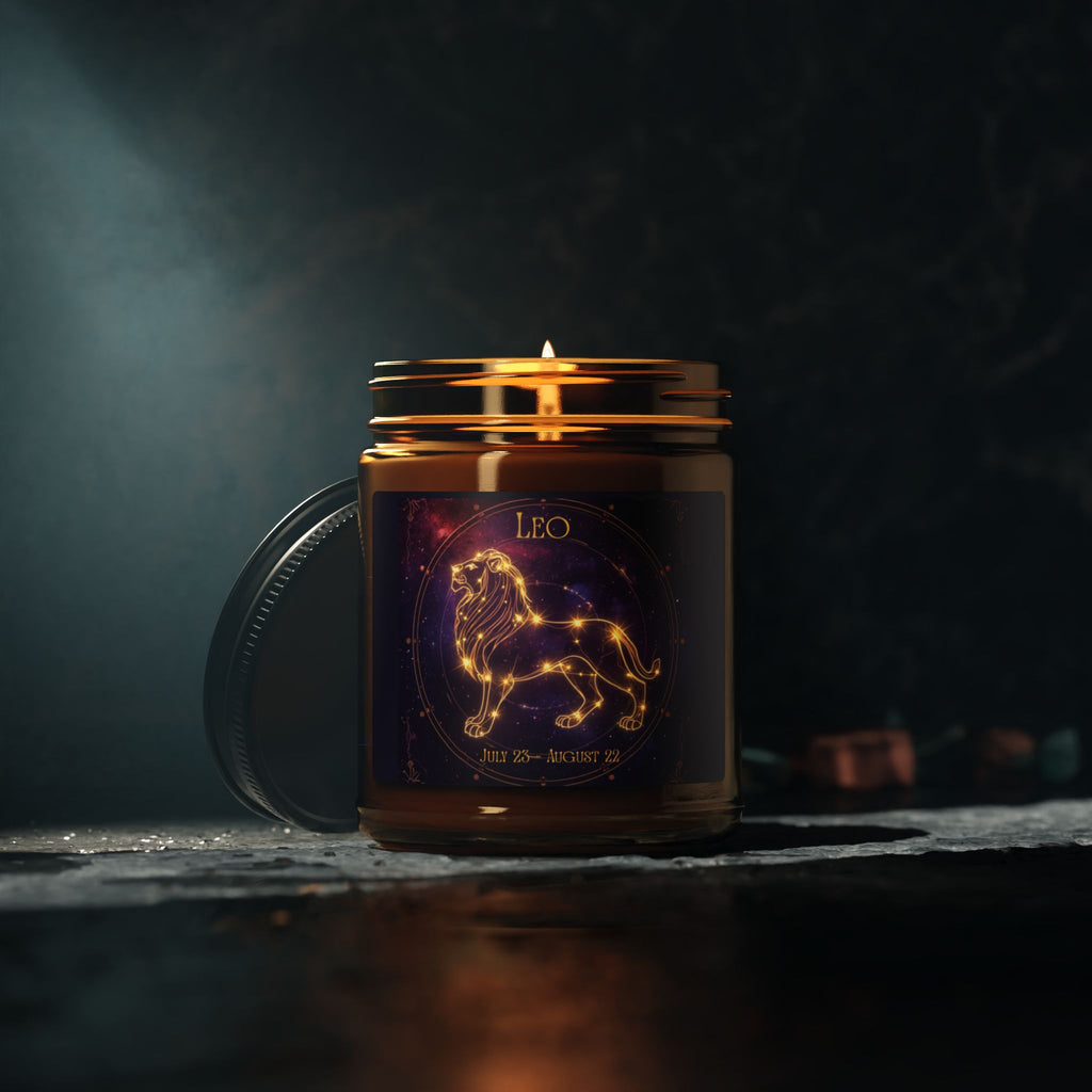 Leo Zodiac Soy Candle — Amber Jar Scented Candle (Leo Constellation)