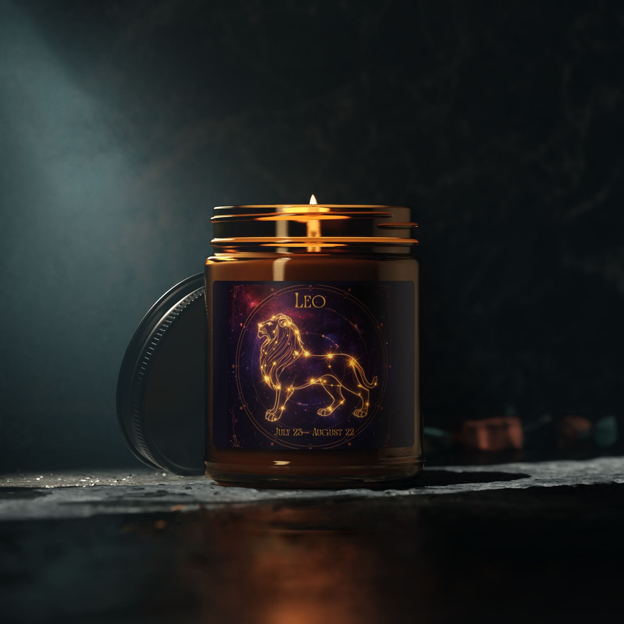 Leo Zodiac Soy Candle — Amber Jar Scented Candle (Leo Constellation)
