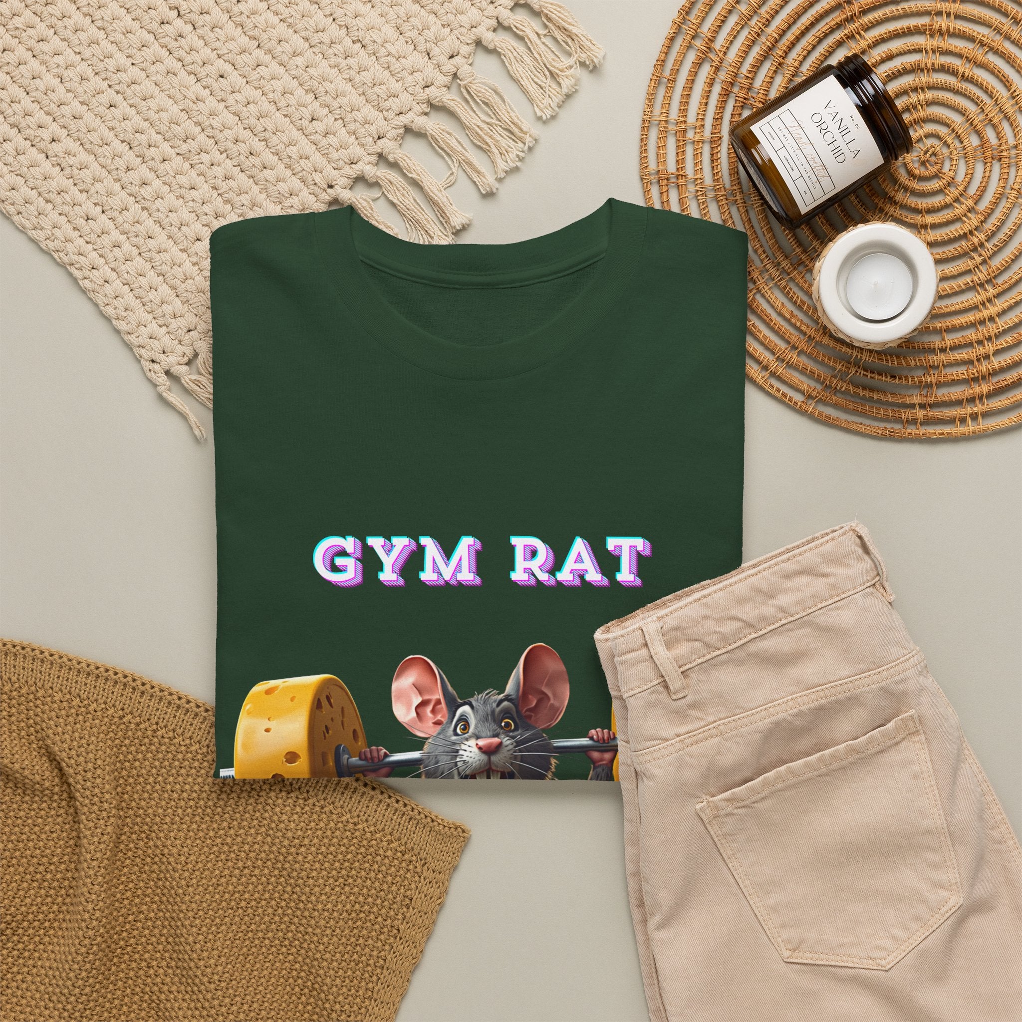 Gym Rat T-Shirt — Rat Weightlifting Tee for Fitness Fans