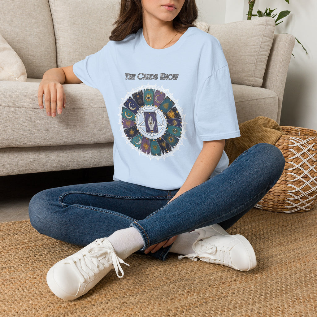 Tarot T-Shirt — "The Cards Know" Mystic Tarot Deck Circle Tee