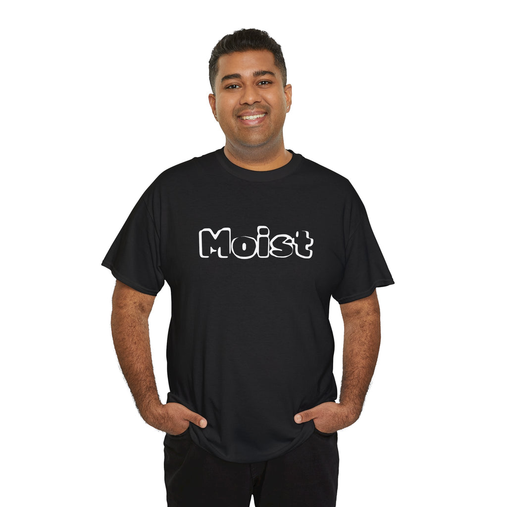 Moist Graphic Tee — Bold Retro Text Shirt